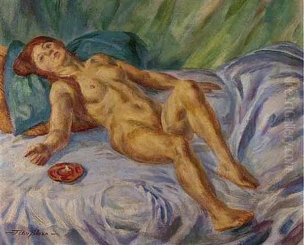 Nude With Red Ashtray Oil Painting by John Sloan