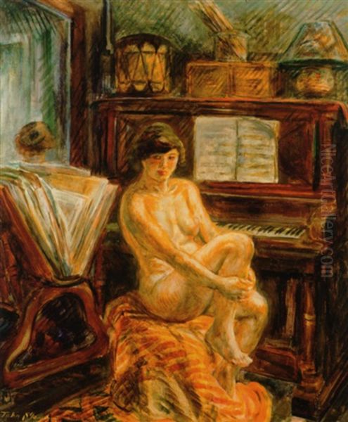 Nude At Piano Oil Painting by John Sloan