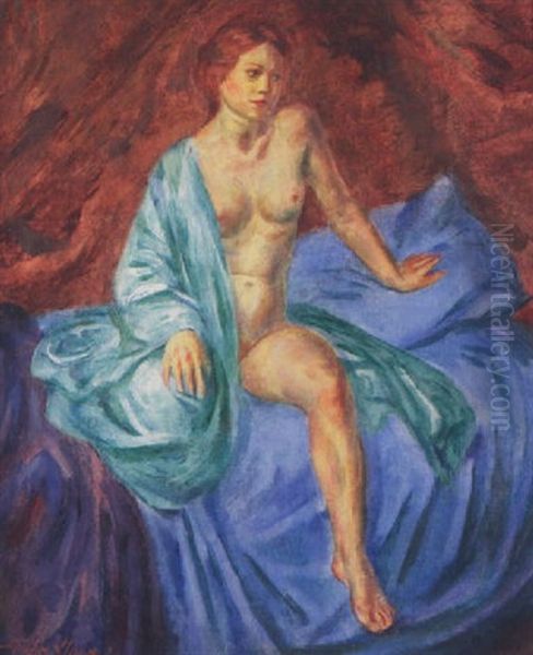 Nude In An Interior Oil Painting by John Sloan