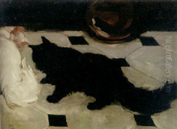 Green's Cats Oil Painting by John Sloan