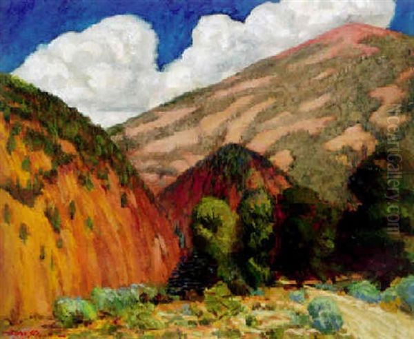 Santa Fe Canyon, Reservoir Site Oil Painting by John Sloan
