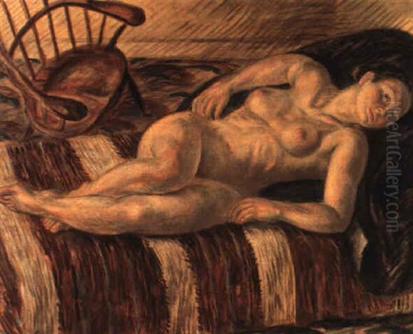 Nude And Windsor Chair Oil Painting by John Sloan