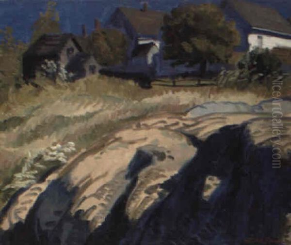 Sun And Shadow In Rocks Oil Painting by John Sloan