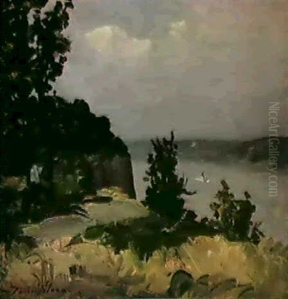Palisades On The Hudson At Coytesvilles, New Jersey Oil Painting by John Sloan