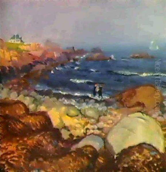 Rocks And Weeds, Gloucester Oil Painting by John Sloan