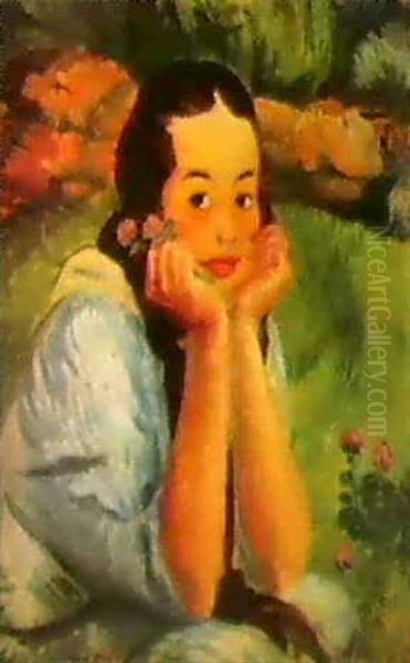 Sally With Clover Oil Painting by John Sloan