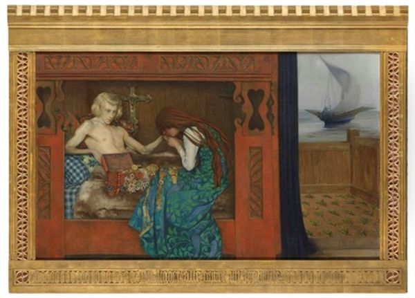 Faestemanden Dor (the Dying Betrothed) Oil Painting by Agnes Slott-Mrller