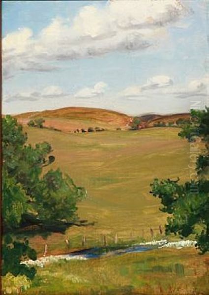 Danish Summer Landscape Oil Painting by Agnes Slott-Mrller