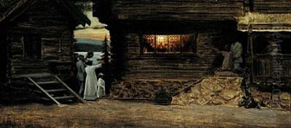 De Sidste Gaester Oil Painting by Harald Slott-Moller