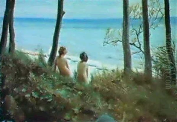 On The Beach. Oil Painting by Harald Slott-Moller