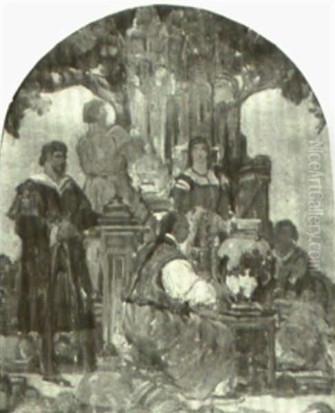 Fine Arts (+ Applied Arts; 2 Studies) Oil Painting by Frank J. Van Sloun