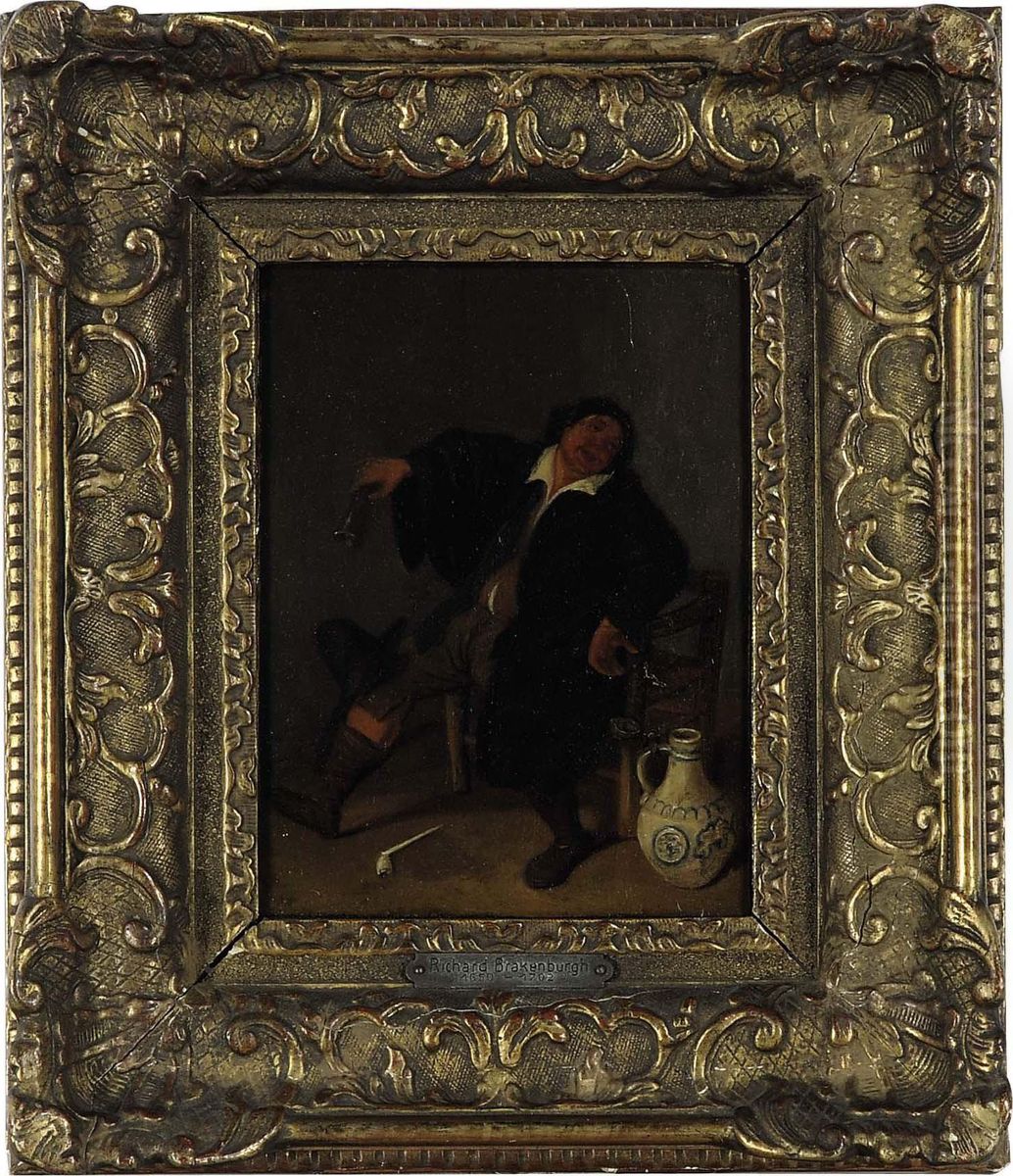 A Jolly Peasant Oil Painting by Richard Brakenburgh