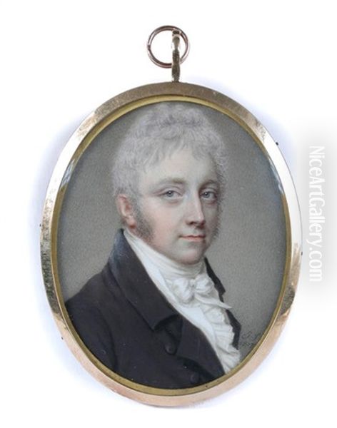 Portrait Miniature Of A Gentleman, Traditionally Thought To Be Richard Lovell Edgeworth (1744-1817) Oil Painting by John Smart IV