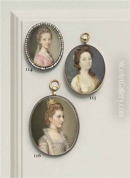 A Young Lady, Traditionally Called Emily, Countess Of Bellamont, Nee Fitzgerald (1752-1818), In White Dress With Pearl-encrusted Bodice... Oil Painting by John Ii Smart