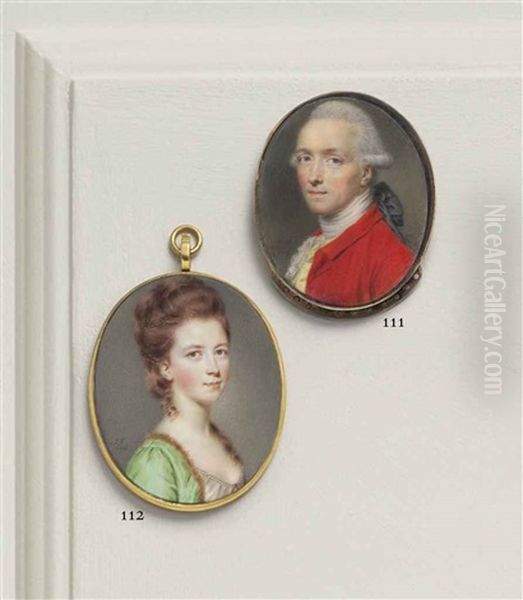 James Johnson, In Scarlet Coat, Yellow Waistcoat And White Lace Cravat, Powdered Hair En Queue Oil Painting by John Ii Smart