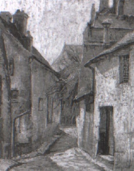 Street In Moret-sur-liong, France Oil Painting by Edgar Rowley Smart