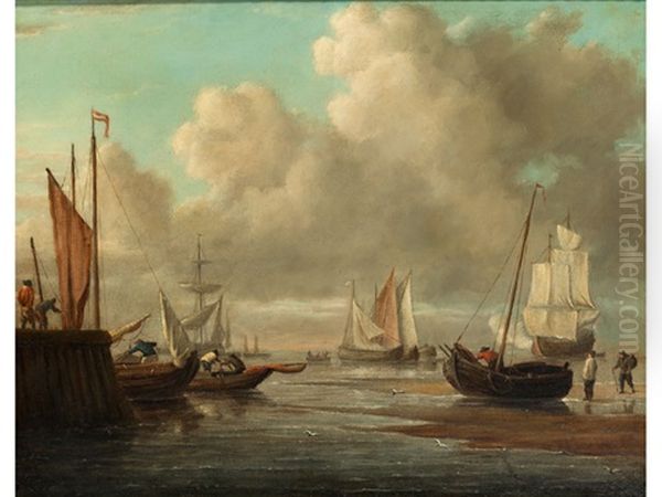Segelschiffe Im Hafen Bei Ebbe Oil Painting by Aernout Smit