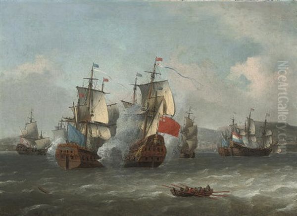 The Battle Of Leghorn, 4th March 1653, During The First Anglo-dutch War Oil Painting by Aernout Smit