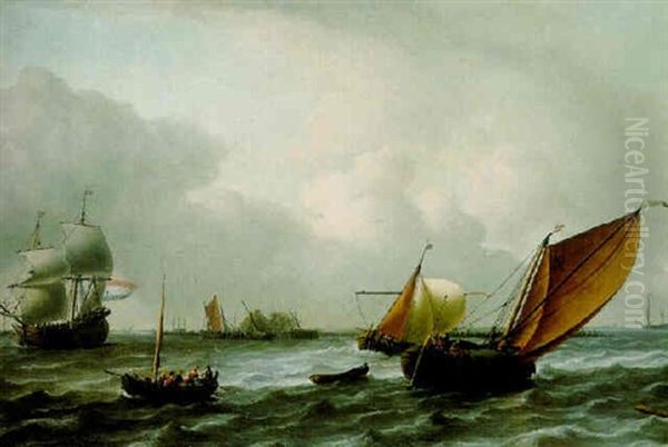 Shipping In Choppy Waters Offshore Oil Painting by Aernout Smit