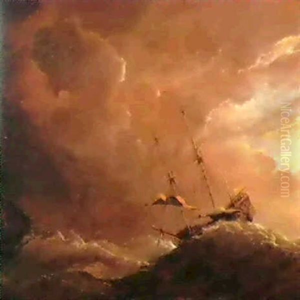 Veliero Tra I Marosi Oil Painting by Aernout Smit