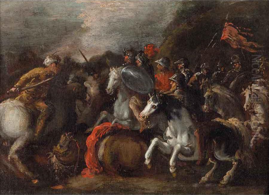 Battaglia Equestre Oil Painting by Leonaert Bramer