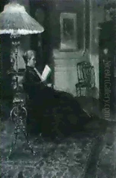 Lady Reading Oil Painting by Charles Alexander Smith