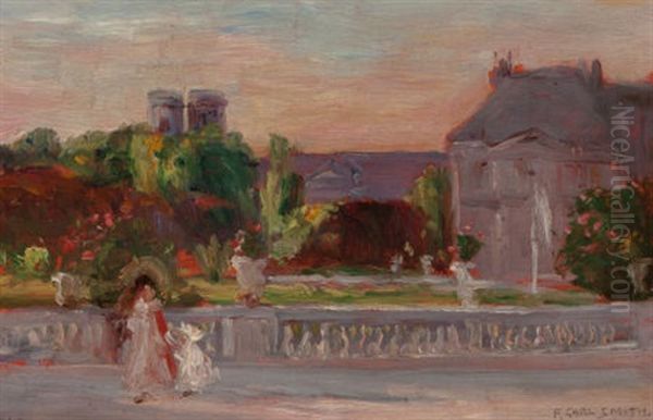 Luxembourg Gardens, Paris, France Oil Painting by Frederick Carl Smith