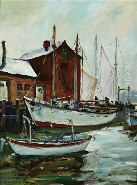 Boats, Gloucester Oil Painting by Frederick Carl Smith