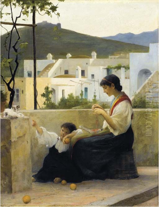 Le Panier D'oranges Oil Painting by Alfred-Henri Bramtot