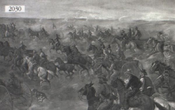 Oklahoma Land Rush: Race For The Homestead In The Cherokee Strip Oil Painting by Jerome Howard Smith