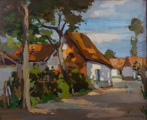 Cottages Oil Painting by John Guthrie Spence Smith