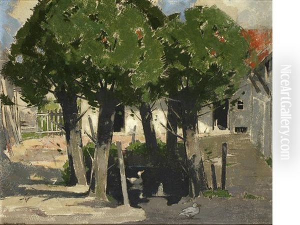 Farmyard Near Etaples Oil Painting by John Guthrie Spence Smith