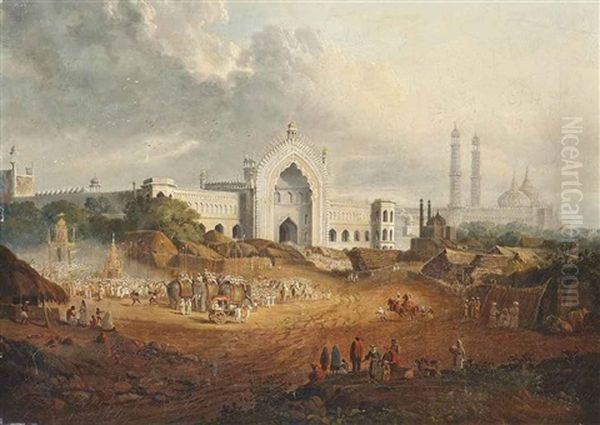 The Muharram Procession To The Great Imambara, Lucknow Oil Painting by Robert (Col.) Smith