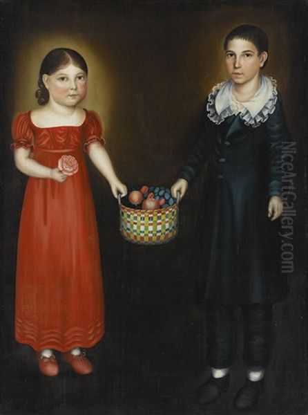 Portrait Of A Young Girl And A Boy Oil Painting by Royall Brewster Smith