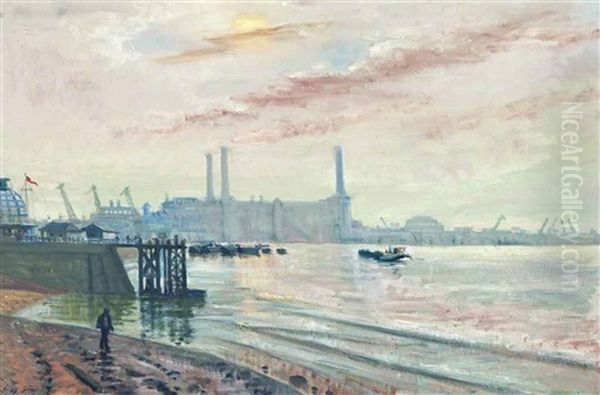 Greenwich Power Station, London Oil Painting by Sydney Ure Smith