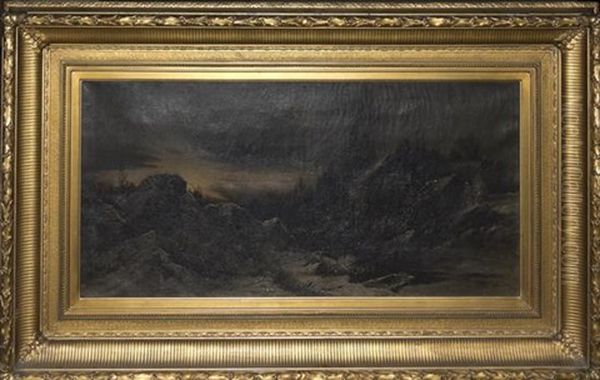 Landscape With Cottage At Dusk Oil Painting by Thomas Lochlan Smith