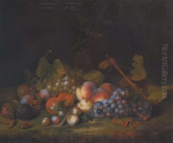 Stillleben Mit Trauben, Pfirsichen, Pflaumen, Feigen Und Haselnussen Oil Painting by Smith, William