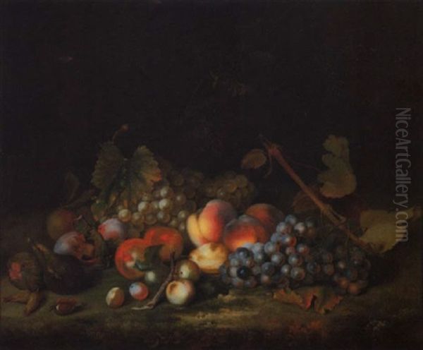 Stilleben Mit Weintrauben, Pfirsichen, Pflaumen Und Feigen Oil Painting by Smith, William