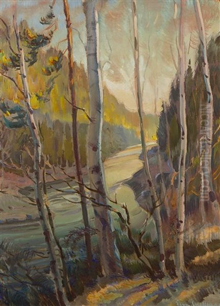 River Oil Painting by Eero Snellman