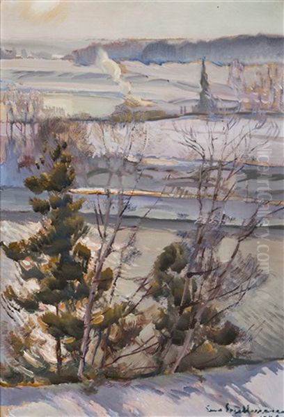 Winter Landscape Oil Painting by Eero Snellman