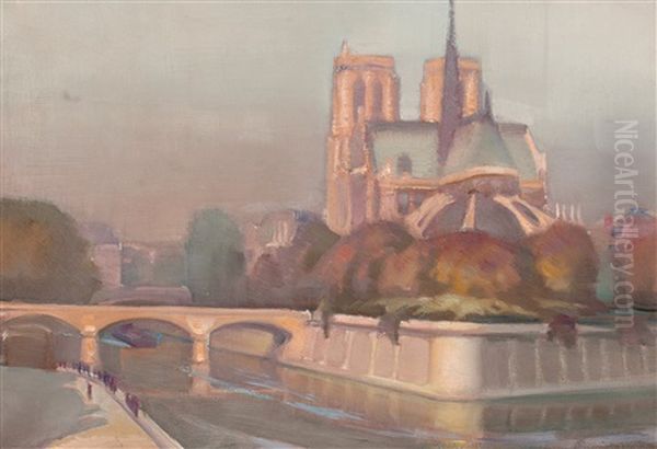 Notre Dame Oil Painting by Eero Snellman