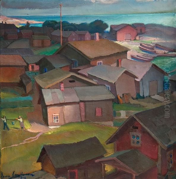 Houses Oil Painting by Eero Snellman