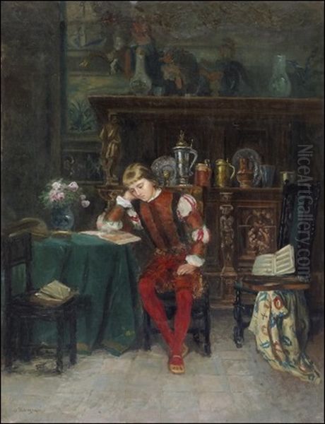 Lukeva Poika Oil Painting by Johanna Sophia Soedergren