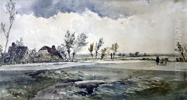 Landscape With Man Going Shooting Oil Painting by Robert Brandard