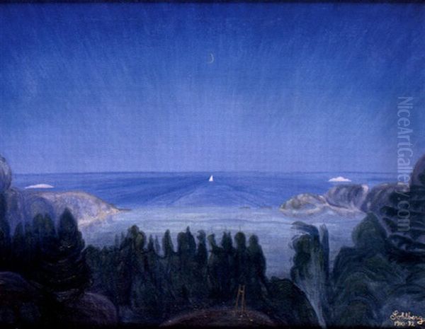 Midtsommernatt, Kjarringvik Oil Painting by Harald Oscar Sohlberg