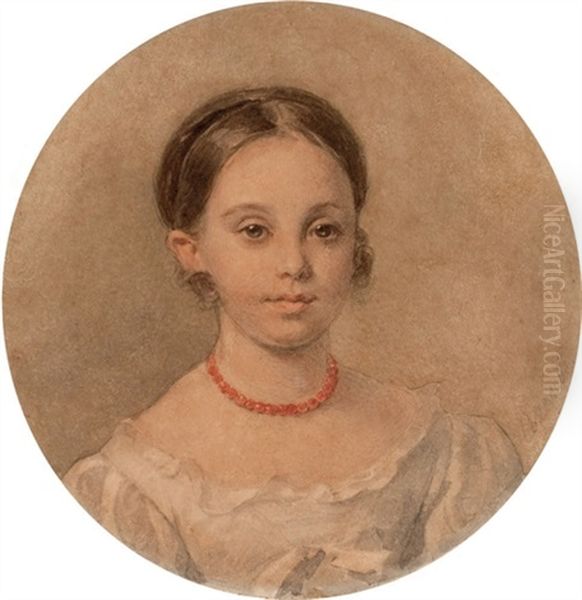 Portrait Of A Girl Oil Painting by Petr Fedorovich Sokolov