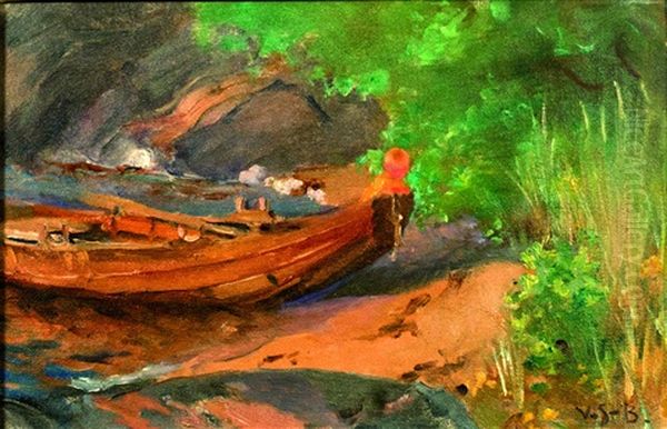 Child In A Rowing Boat Oil Painting by Venny Soldan-Brofeldt