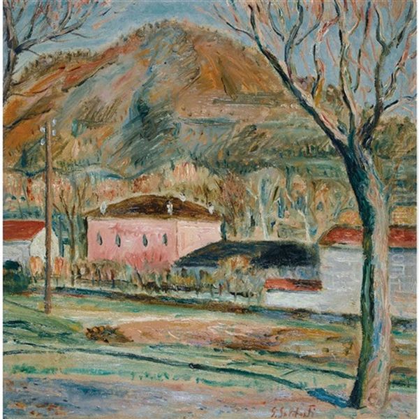 Paesaggio - Agno Oil Painting by Giuseppe Soldati