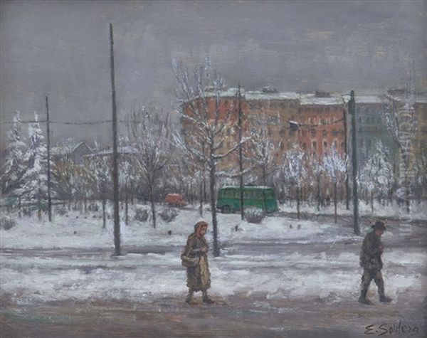 Paesaggio Innevato Oil Painting by Erminio Soldera