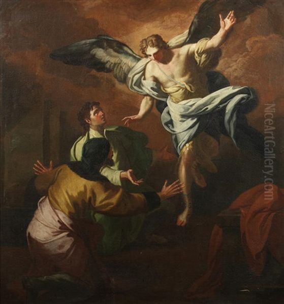 The Archangel Gabriel Appears To The Prophet Daniel Oil Painting by Francesco Solimena